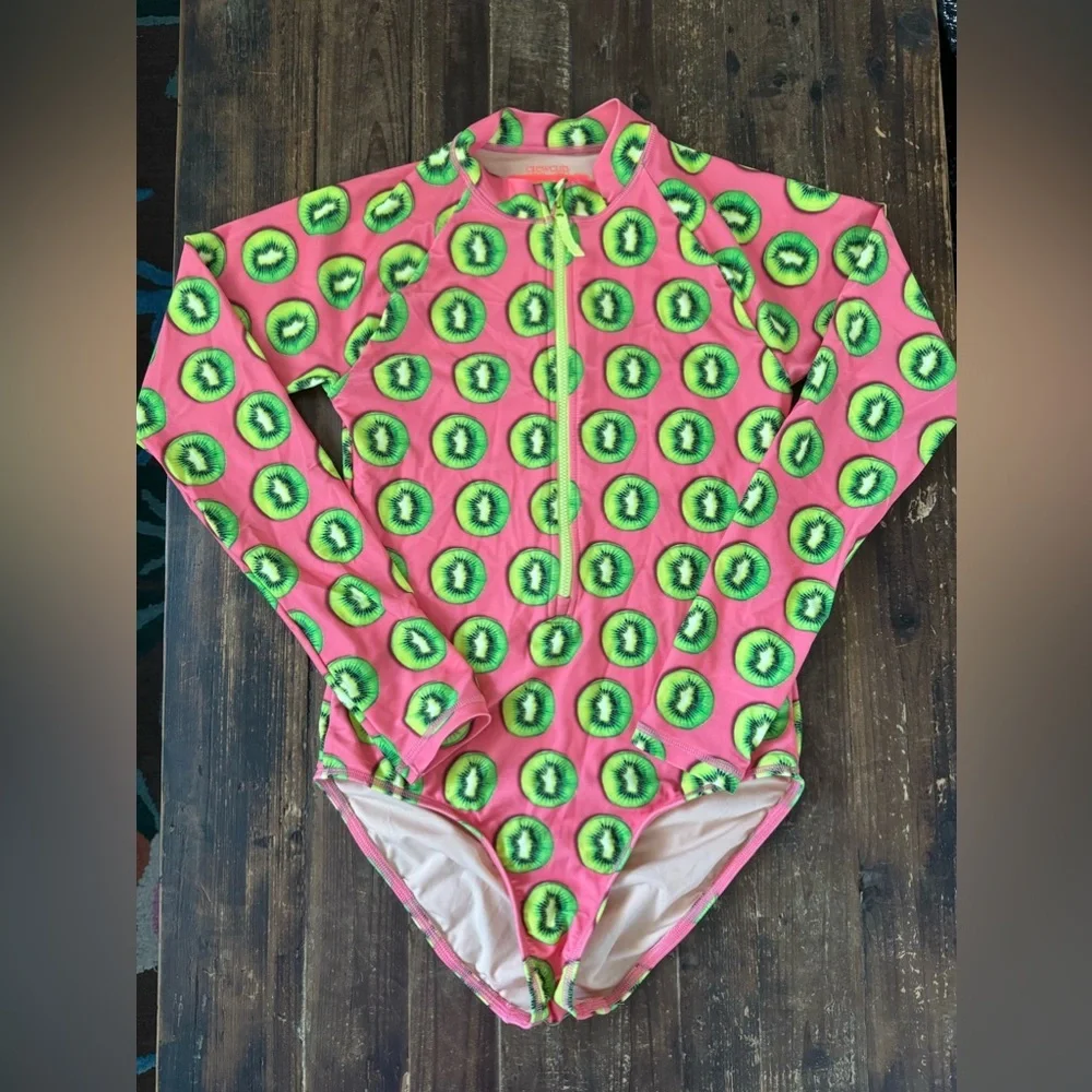 Crewcuts Girls long-sleeve swim in Kiwis🥝